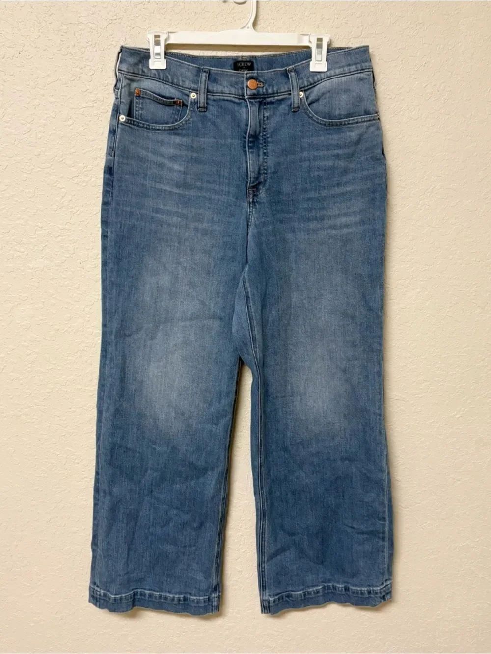 J. Crew Jeans Classic Wide Leg Stretch Light Wash Blue Denim Size 30